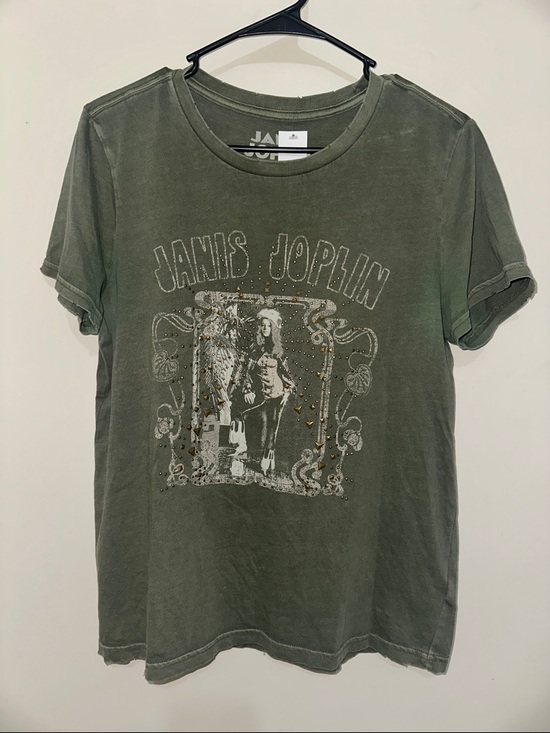 Lucky Brand Tops - Janis Joplin Lucky Brand Olive Green Distressed Graphic Tee Women’s Size M